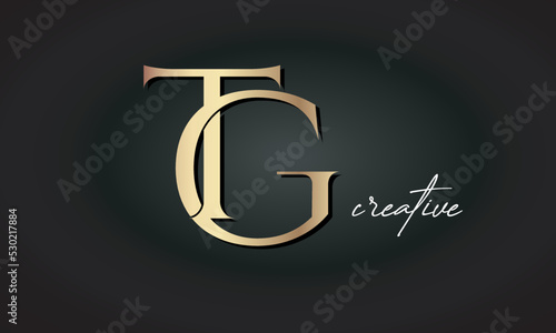 TG letters luxury jewellery fashion brand monogram, creative premium stylish modern golden logo icon