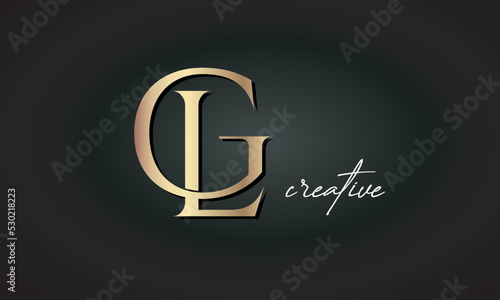 GL letters luxury jewellery fashion brand monogram, creative premium stylish golden logo icon photo