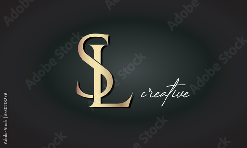 SL letters luxury jewellery fashion brand monogram, creative premium stylish golden logo icon photo