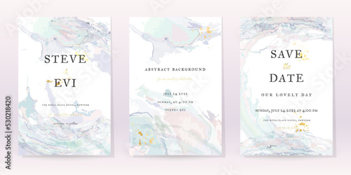 Marble Watercolor Set Art Design. Gold Invitation