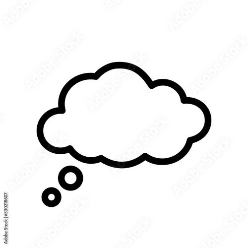 Think bubble icon. Speech bubble line vector icon isolated on white background.Thought bubble or thinking cloud line art vector icon.Cloud chat. Call out. Chat think symbol.