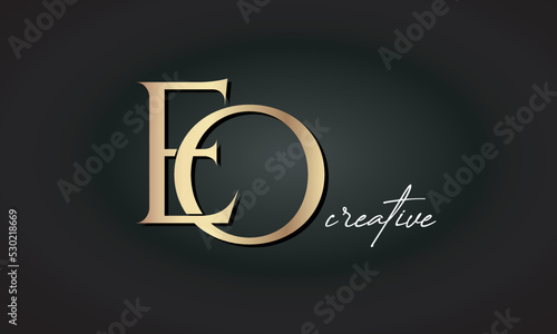 EO letters luxury jewellery fashion brand monogram, creative premium stylish golden logo icon photo