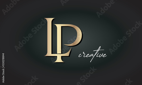 LP letters luxury jewellery fashion brand monogram, creative premium stylish golden logo icon