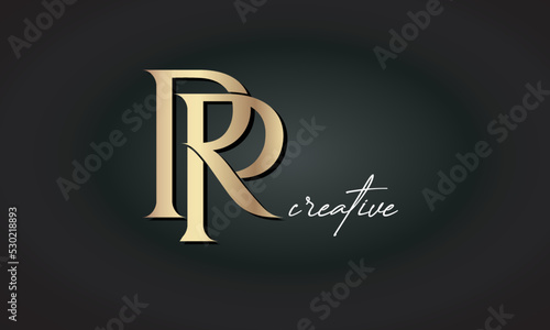 RP letters luxury jewellery fashion brand monogram, creative premium stylish golden logo icon photo