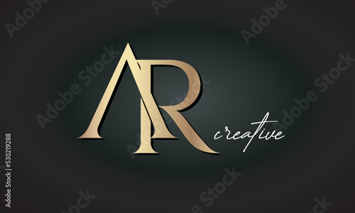 AR letters luxury jewellery fashion brand monogram, creative premium stylish golden logo icon