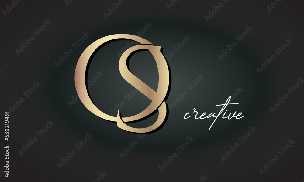 OS letters luxury jewellery fashion brand monogram, creative premium stylish golden logo icon - obrazy, fototapety, plakaty 