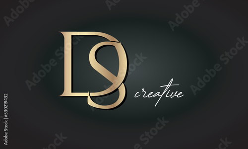 DS letters luxury jewellery fashion brand monogram, creative premium stylish golden logo icon photo