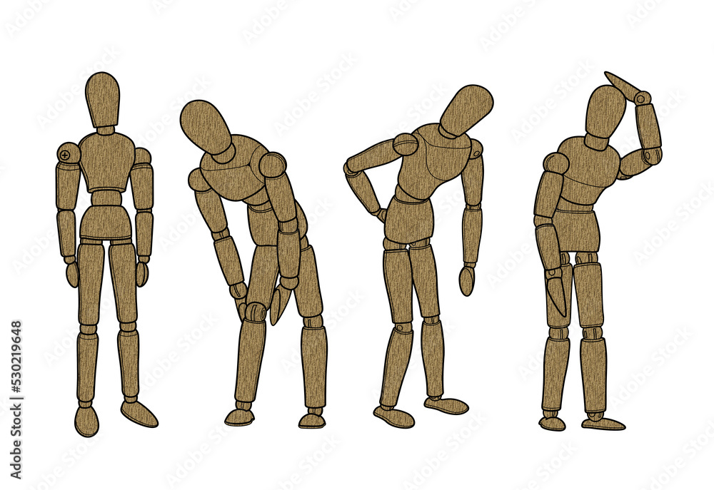 figure wooden puppet character design illustration Stock Illustration