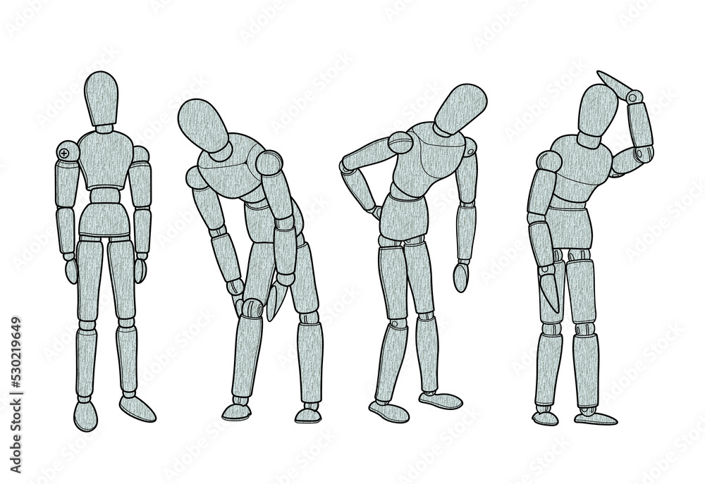 figure wooden puppet character design illustration Stock Illustration