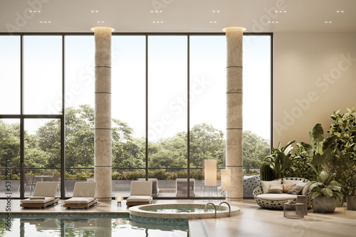 Foto 3D render of a luxury hotel swimming pool