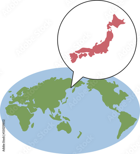 世界の広さと日本の重さを天秤にかける　イラスト素材	
