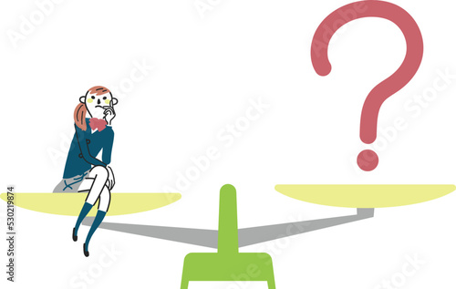 自分を天秤にかけるべきものを思考女子学生　イラスト素材
