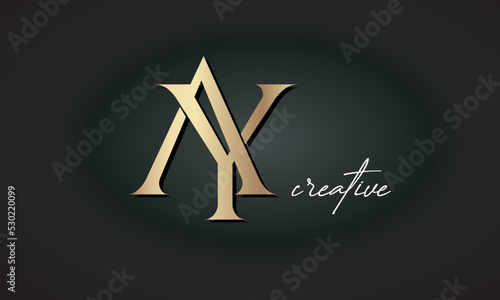 AY letters luxury jewellery fashion brand monogram, creative premium stylish golden logo icon photo