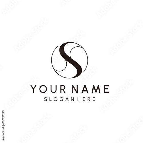 Letter S logo. Typographic S icon isolated on dark background. S decorative lines lettering sign. Uppercase alphabet initial. Modern, elegant, luxury style character shape for company branding.