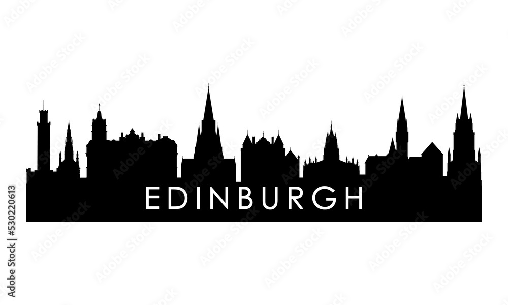 Edinburgh skyline silhouette. Black Edinburgh city design isolated on white background.