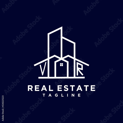 Initial VR  homes modern building company logo vector