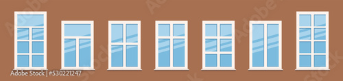 Windows in white frames. Set windows icon. collection Various