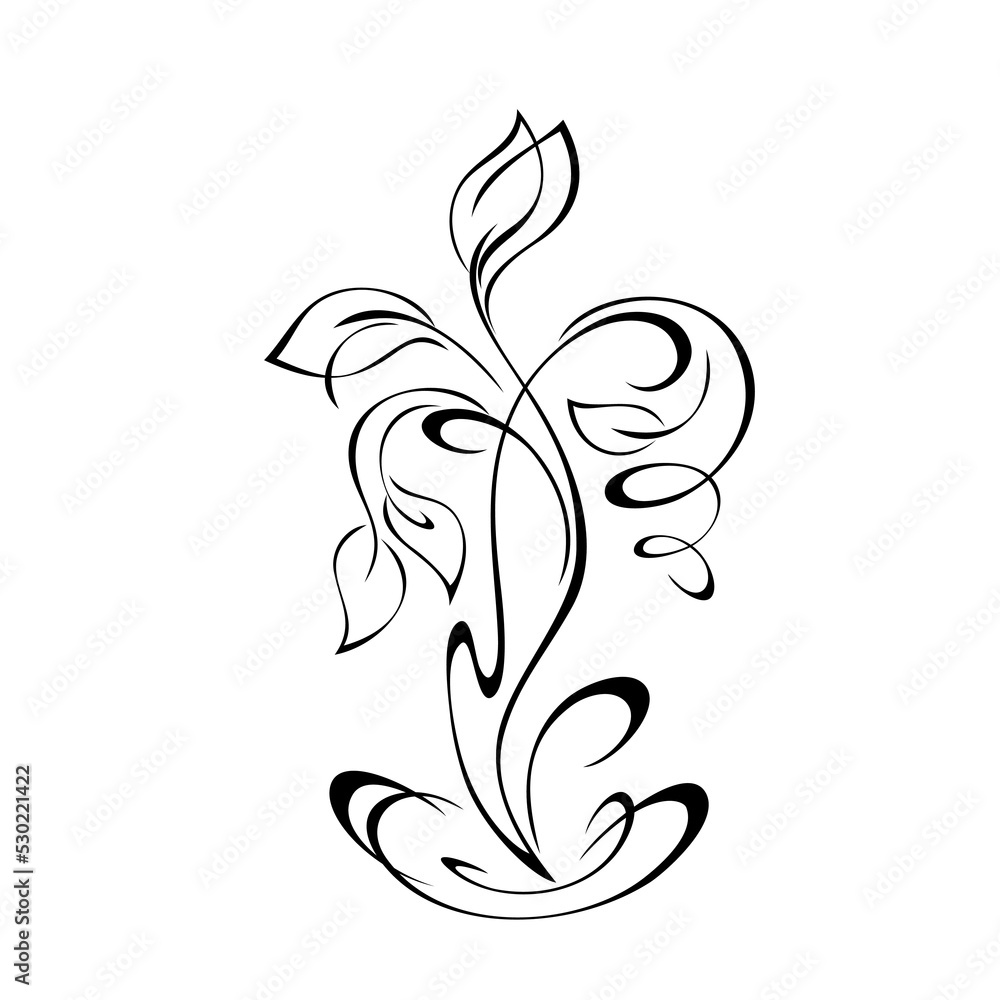 decorative element with a stylized twig with leaves and swirls. graphic decor decorative element with a stylized twig with leaves and swirls. graphic decor