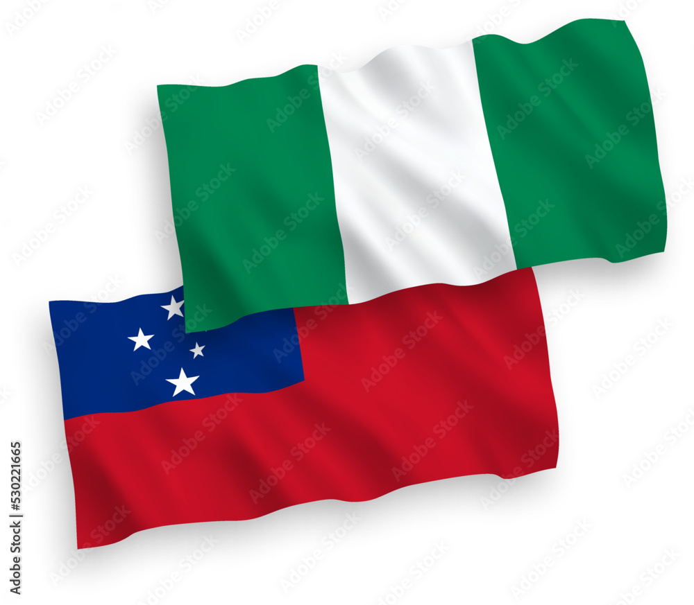Flags of Independent State of Samoa and Nigeria on a white background