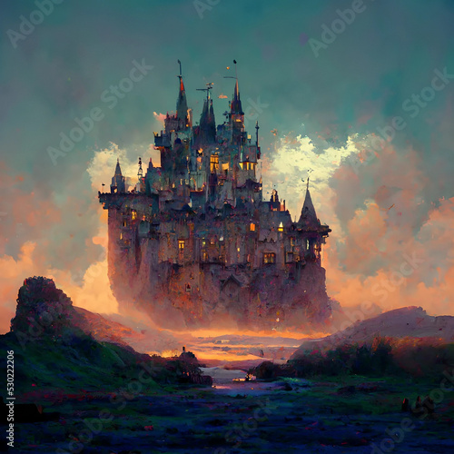 giant castle in the night
