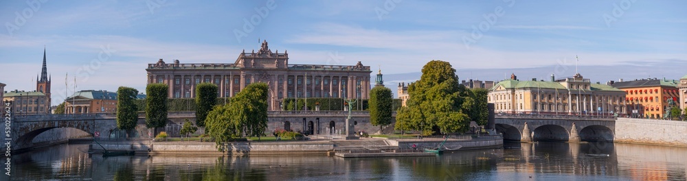 The Swedish Parliament buildings, a sunny autumn day in Stockholm The Swedish Parliament buildings, a sunny autumn day in Stockholm