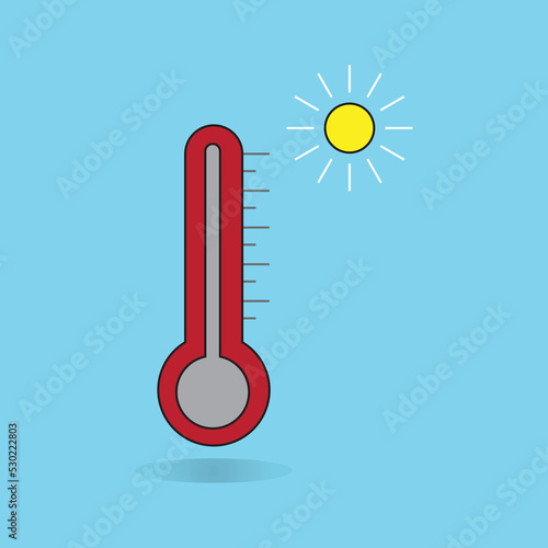 weather hot temperature high heat climate warm celsius  vector illustration thermometer 