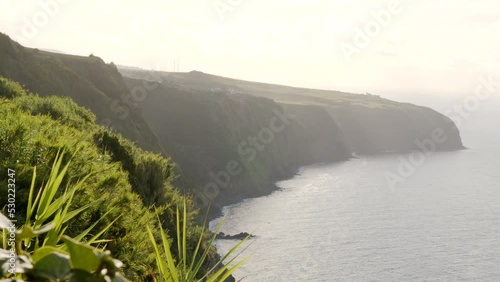 Stunning Cliffs and Vegetation of Sao Miguels Coastline in Azores photo