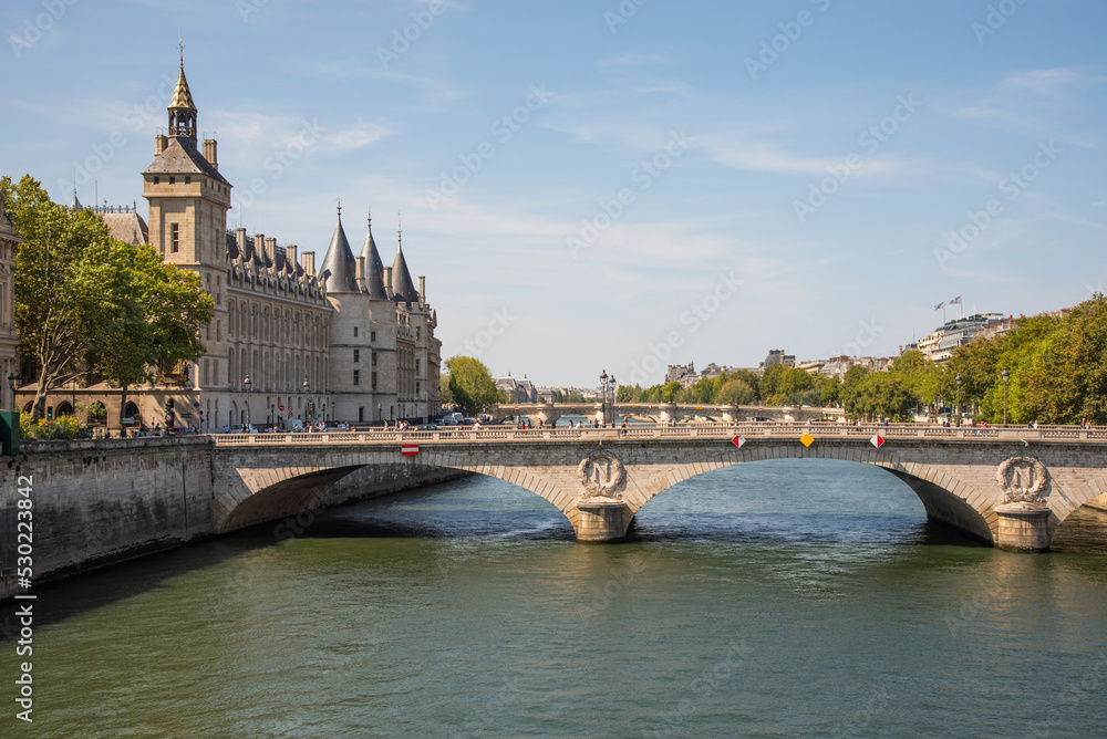 Obraz premium Paris, France. August 2022.former royal palace and prison. Conciergerie located on the west of the Cite Island and today it is part of larger complex known as Palais de Justice. Paris,