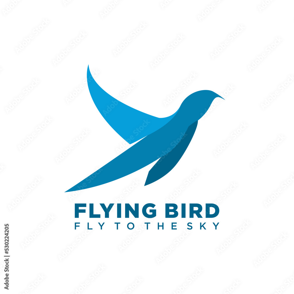Flying bird logo. Logo with flying blue bird concept. logo with minimalist and modern style. suitable for business Flying bird logo. Logo with flying blue bird concept. logo with minimalist and modern style. suitable for business