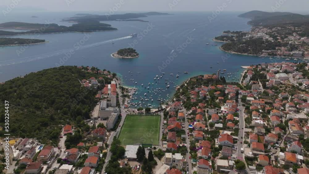 AERIAL Shot of Hvar Island in Croatia, Europe AERIAL Shot of Hvar Island in Croatia, Europe