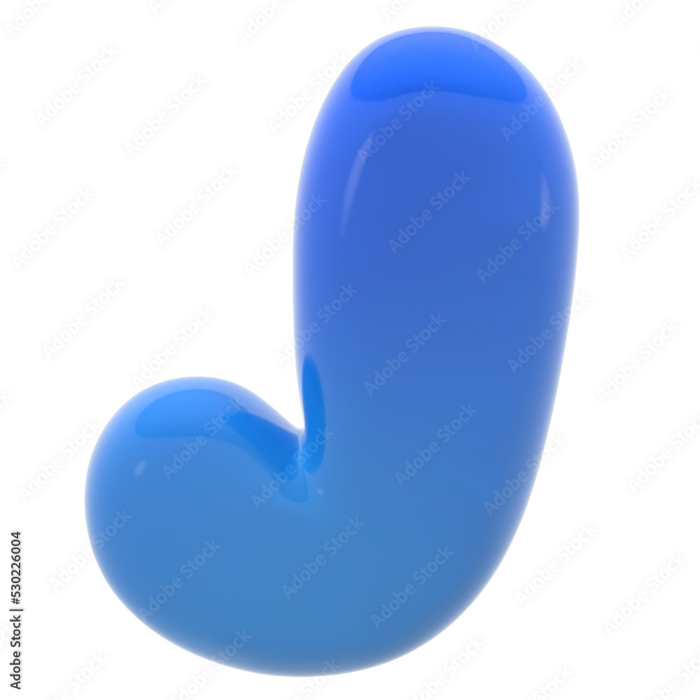Alphabet J bubble letter illustration in 3D design Alphabet J bubble letter illustration in 3D design