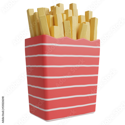 3d render french fries icon transparent background front view (ID: 530226248)