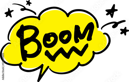 手書きの吹き出し文字「BOOM」	
