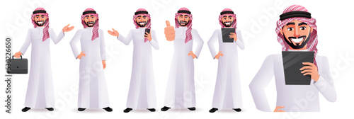 Obraz na plátně Saudi arabian man vector character set design