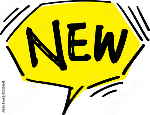 手書きの吹き出し文字「NEW」	

