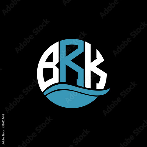 BRK logo monogram isolated on circle element design template, BRK letter logo design on black background. BRK creative initials letter logo concept. BRK letter design.
