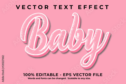 3d editable text effect Baby Modern font effect