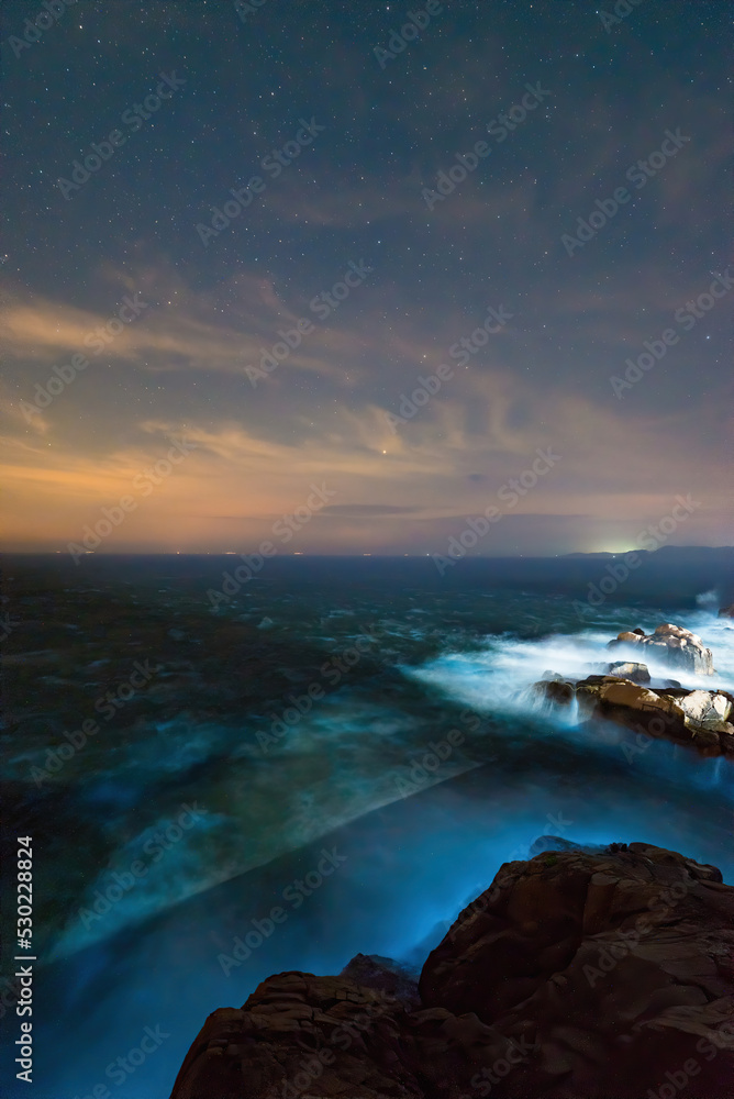 Fluorescent Sea and Starry Sky, East Fushan Island, Dongji Islands, Putuo District, Zhoushan City, Zhejiang Province, China