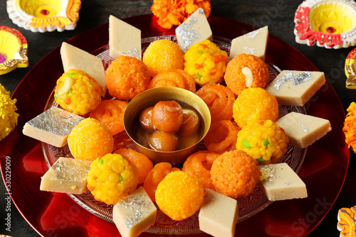 Diwali sweets Mango chum chum barfi petha Laddu Jalebi peda Indian sweet festival dish mithai Dussehra Holi ganesh chaturthi Ram navami Durga pooja ashtami Navratri Mumbai Kerala India Sri Lanka photo