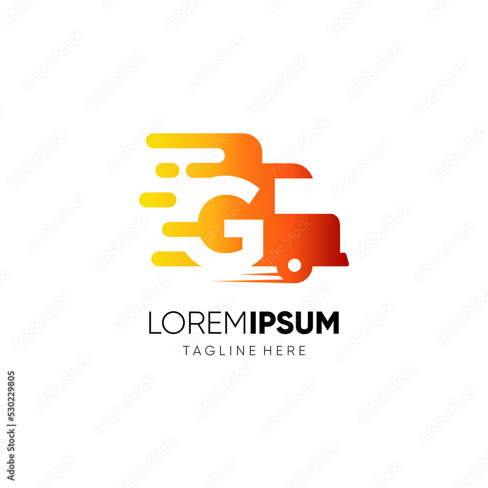 Obraz premium Letter G Truck Logo Design Vector Icon Graphic Emblem Illustration