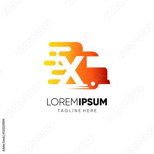 Letter X Truck Logo Design Vector Icon Graphic Emblem Illustration