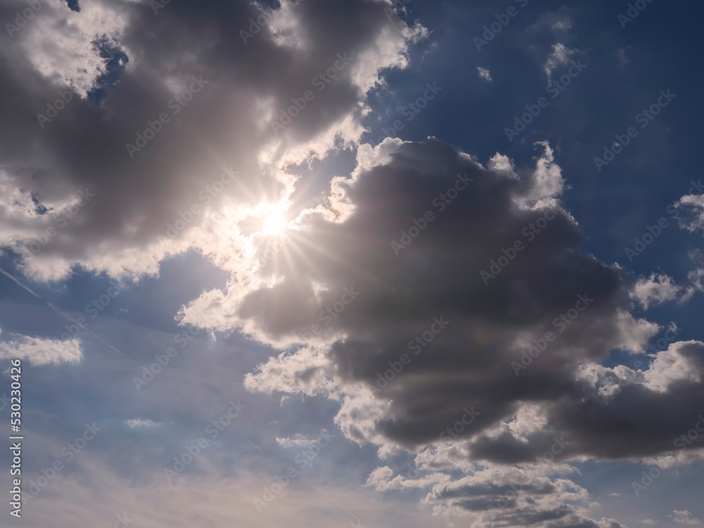 Fototapeta premium Sky with sun for design purpose and replacement. Nature background.