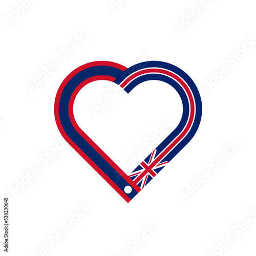 friendship concept. heart ribbon icon of laotian and union jack flags. vector illustration isolated on white background