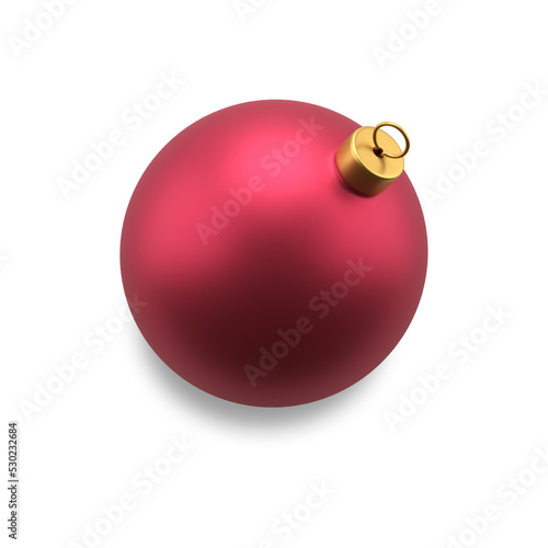 Red realistic christmas ball. New years decoration with light reflections