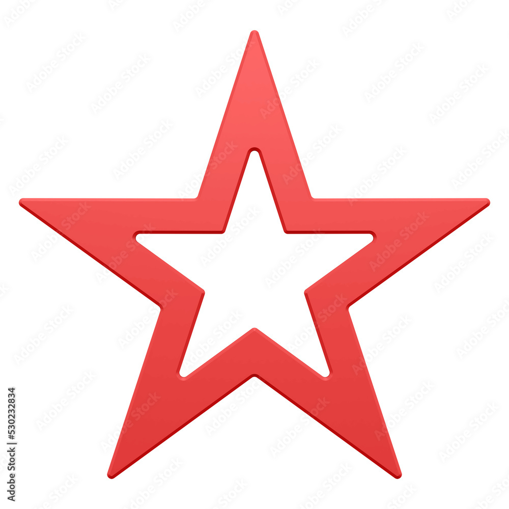 Red festive christmas star 3d. Modern decoration with cutout of winter holidays Red festive christmas star 3d. Modern decoration with cutout of winter holidays