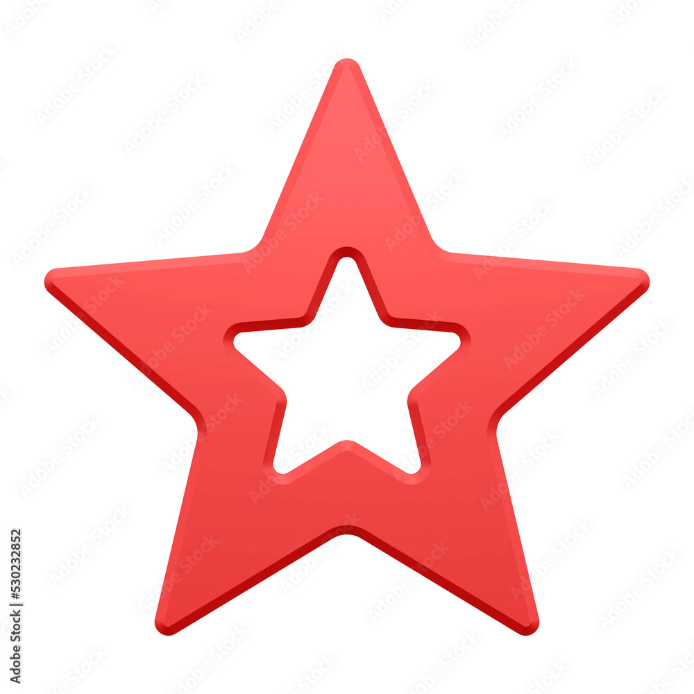 Red festive christmas star 3d. Modern decoration with cutout of winter holidays Red festive christmas star 3d. Modern decoration with cutout of winter holidays