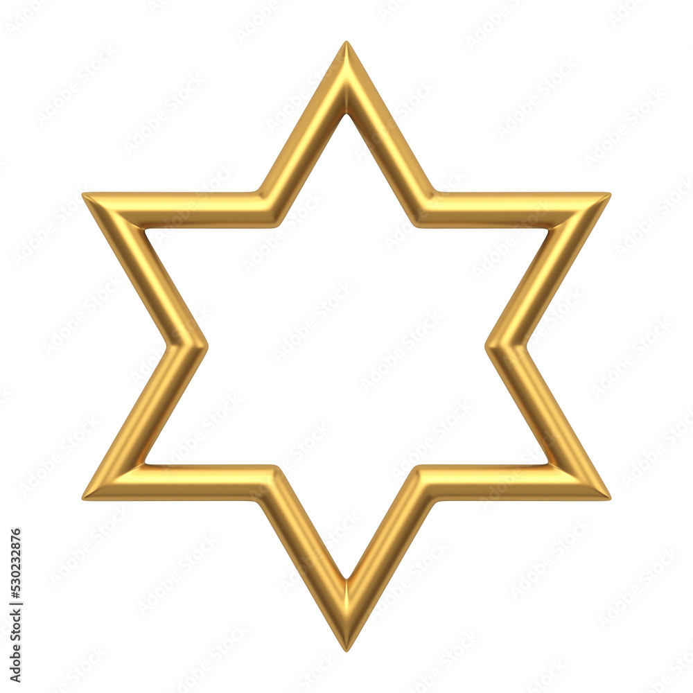Hexagonal golden star of 3d new year. Decoration for christmas and trendy interior Hexagonal golden star of 3d new year. Decoration for christmas and trendy interior