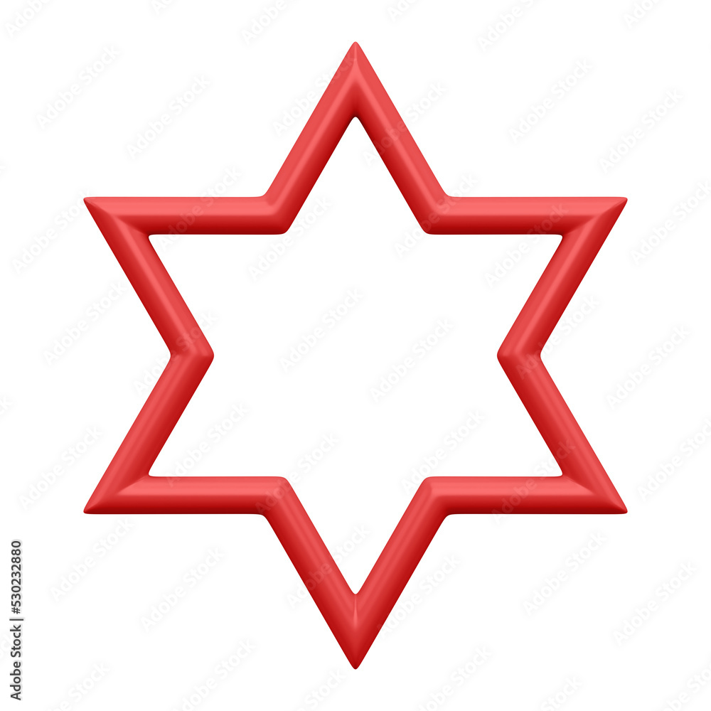 Hexagonal red star of 3d new year. Decoration for christmas and trendy interior Hexagonal red star of 3d new year. Decoration for christmas and trendy interior
