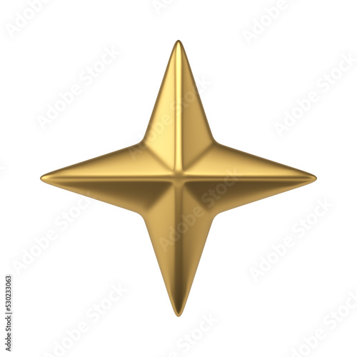 Golden abstract christmas star 3d. Symbol of winter holidays