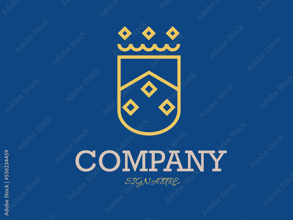 Naklejka premium heraldic outline shield elegant art logo design.Business sign, identity for Restaurant, Royalty, Boutique, Cafe, Hotel, Heraldic, Jewelry, Fashion